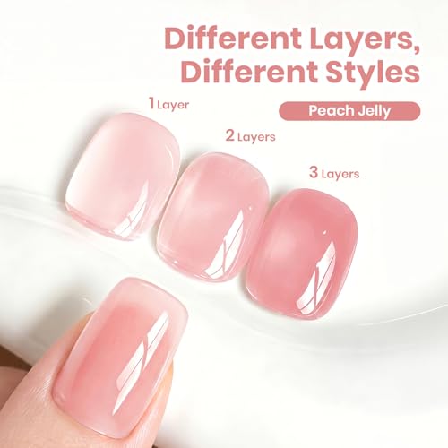 Image of Beetles Nude Pink Gel Nail Polish - 15ml Jelly Neutral Nude Gel Polish Base Color Nail Concealer Sheer Translucent Effect Soak Off UV LED French Nail Art Salon DIY Manicure Gift for Women 0.5Oz | Sheer Translucent Effect Base Color Nail Concealer Soak Off UV LED French Nail Art Salon DIY Manicure Gift for Women 0.5Oz