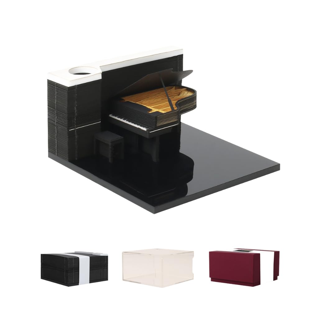 Time Piece Calendar, 3d Memo Pad Creative Desk Calendar, Room Decor Aethetic Gift (2025 Calendar Piano Black)