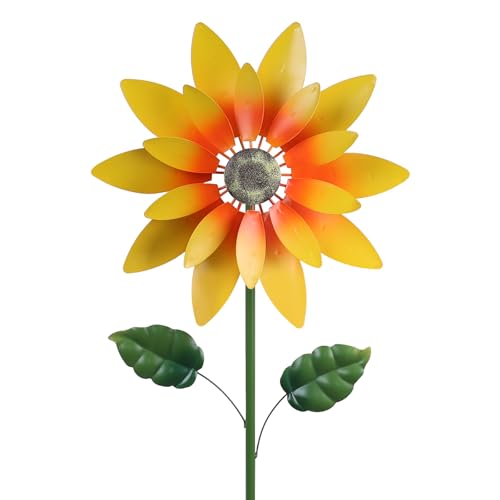 hogardeck Outdoor Wind Spinner, 61" Metal Sunflower Wind Spinner with