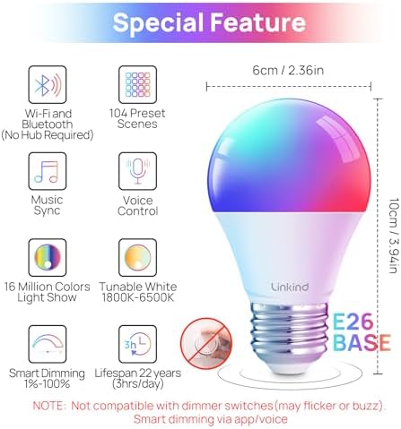 Linkind Smart Light Bulbs, Work with Alexa, Google Home, AiDot - photo 4