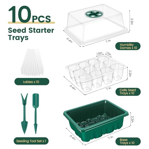 Image of 3rd Gen Seed Starter Tray, 10 Pack Seed Starter Kit, 120 Cells