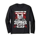 Photo Gallery zombies to save my cat kitty funny halloween cats lovers maglia a manica Photo Gallery zombies to save my cat kitty funny halloween cats lovers maglia a manica