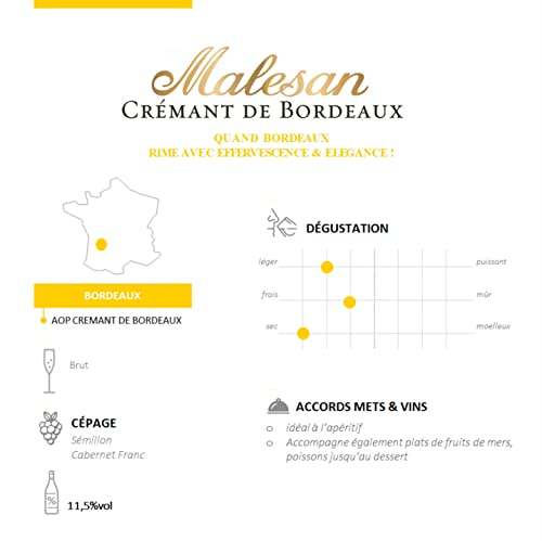 Malesan Brut Dégustation – AOP Crémant de Bordeaux – Traditionelle Methode (6 x 0,75 l)