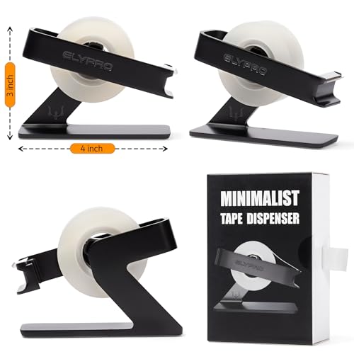ELYPRO Tischabroller für Klebeband im modernen Design für Büro – Elegantes und minimalistisches Design, hergestellt aus schwerem Metall, platzsparend, perfekt für Büro und Zuhause oder als elegantes