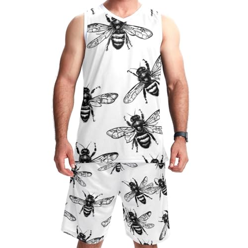 Combinaison de basket-ball homme peinte à la main maillot et short abeille noire 5XL