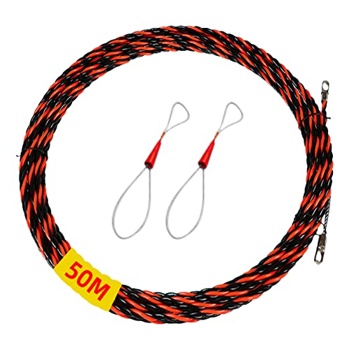 Alftek Aiguille Electricien 50M Tire Fil Electriques 6mm Diamètre Kit Tire Fils Electrique, rétractable d'installation rallonge en Acier spiralé Flexible pour Tire Cable et Aiguille Tire Fil