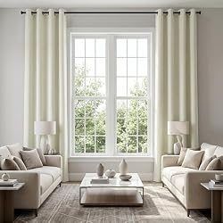 KOUFALL Floor to Ceiling Curtains 108 Inch Long 2 Panels Set for Living Room,60-70% Blackout Thermal Grommet Tall Curtains for Picture Window Sliding Glass Doors,52 Wide x 9FT Length,Cream Ivory