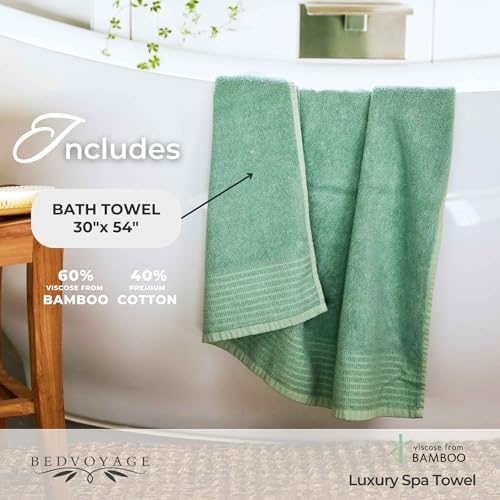 BedVoyage Luxury Bath Towel - Ultra Soft Plush Bathroom Towel - Highly Absorbent Viscose from Bamboo Bath Towels Ultra Soft - Spa Towels for Body - Seaglass - Thumbnail 3