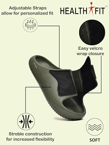 Image of HEALTH FIT Extra Soft Premium Classic Cushion Sliders /Slippers with Cushion FootBed for Adult & Comfortable Light Weight Anti-SkidWaterproof Stylish Flip Flops for Men's HF152
