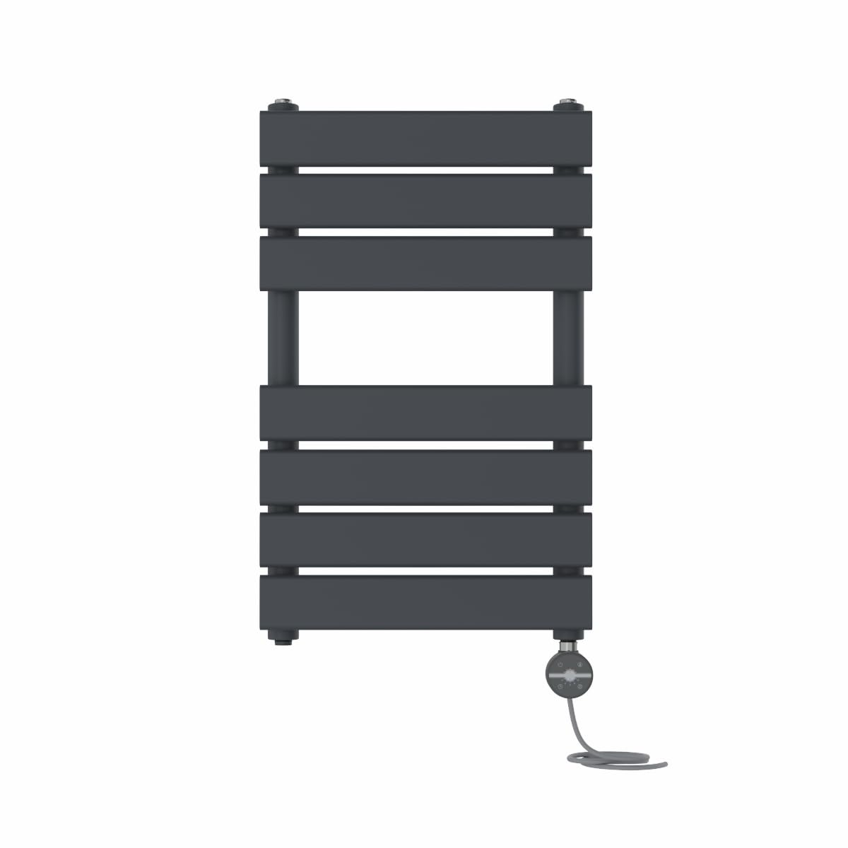 NRG Prefilled Flat Panel Electric Heated Towel Rail Radiator Anthracite Thermostatic Bathroom Warmer with Touch Screen Display 650x400mm - 400W