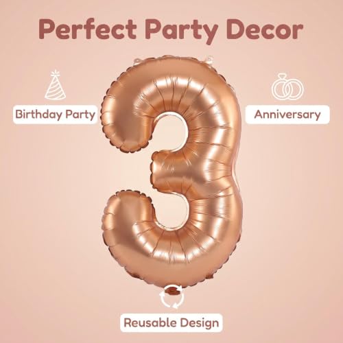 Image of YPSelected 32 Inch Large Foil Helium Number Balloon Birthday Wedding Party 0-9 (Orange, 3)
