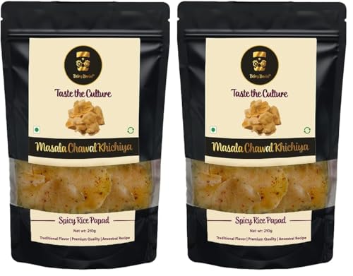 Image of Being Bania Rice Papad Khichiya, 220 Gram|Rajasthani Khichiya|Handmade Papad Fryums|Masala Jeera Rice Khichiya (Pack of 2)
