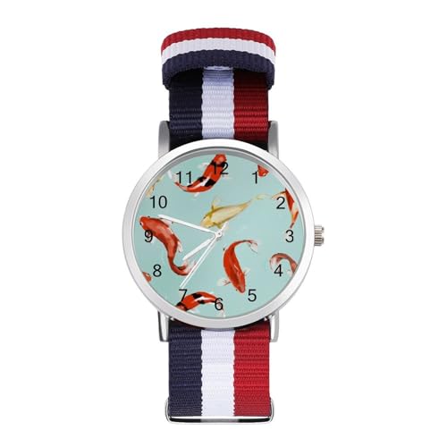 腕時計 錦鯉 金魚 魚柄 和風 ションウォッチ ビジネス腕時計 うで時計 Watch 編組腕時計 スポーツウォッチ アナログウォッチ うでどけい ビジネスうで時計 ミニマリスト ビジネス 簡約風 記念日 誕生日 男女兼用 プレゼント