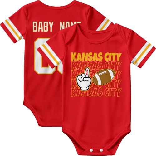 Image of KREDE Baby Clothes Custom Name Bodysuit for Baby Boy Gifts | Short Sleeves Bodysuit with Custom Number Name