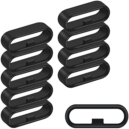 cobee Watch Strap Loop, Silicone Watch Strap Rings, 10pcs Black Replacement Watch Band Loops, Watch Band Keeper Retainer Fastener Rings Parts, Watch Band Holder for Smart Sport Watch
