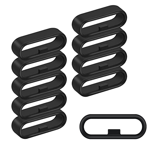 cobee Boucles de bracelet de montre en silicone, 10 anneaux de fixation de bracelet de montre de remplacement pour bracelet de montre,anneau de retenue universel pour bracelet de montre (noir, 22 mm)