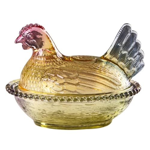 Falytemow Hen-Shaped Candy Dish Creative Chicken Design Fruit Bowl with Lid