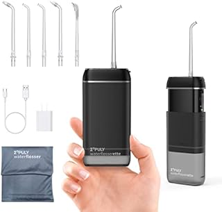Water Flosser for Teeth, Enpuly Mini Portable Rechargeable Dental Oral Flossing Irrigator for Braces with 5 Jet Tips, 3 Modes & IPX8 Waterproof, for Travel & Home (Black)