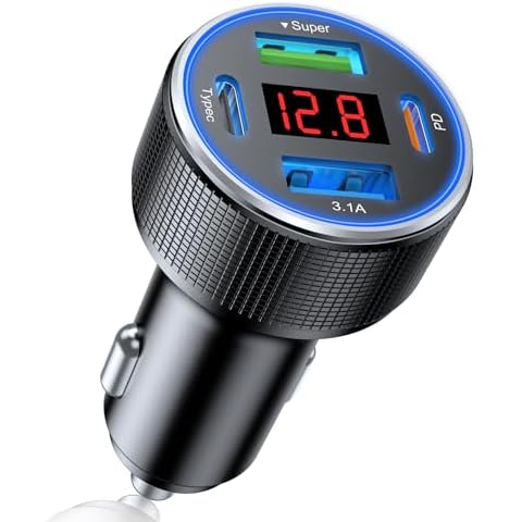 AGEK 78W 4 Port USB C Car Charger Cover