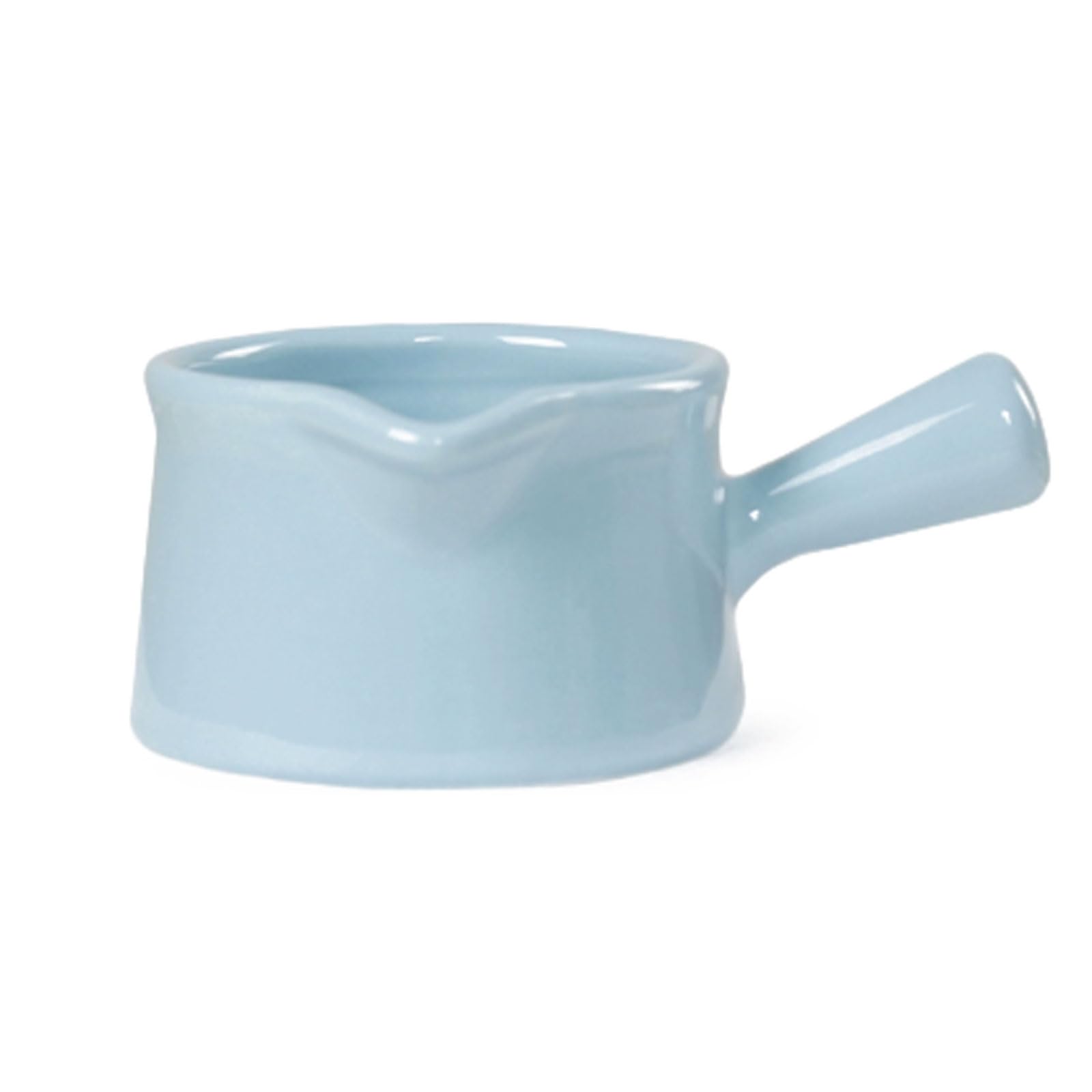 Ensemble de pots en céramique avec anse, comprenant un pot à lait, une saucière, un verre à eau, un pichet, un distributeur de crème et de café, un sucrier et un pot à saucer. Joli ensemble migno