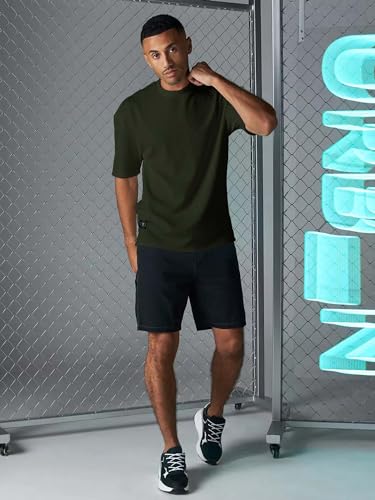 Image of Maniac || Mens || Solid || Round Neck || Half Sleeve || Seersucker || Cottonblend || Oversized || T-Shirt