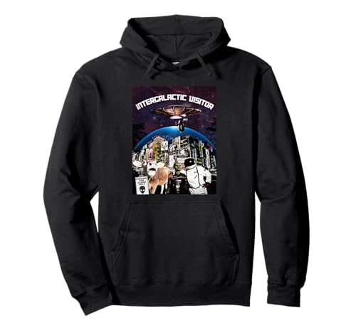 Image of Intergalactic Visitor A Cosmic Blend of Humor and Sci-Fi! Pullover Hoodie
