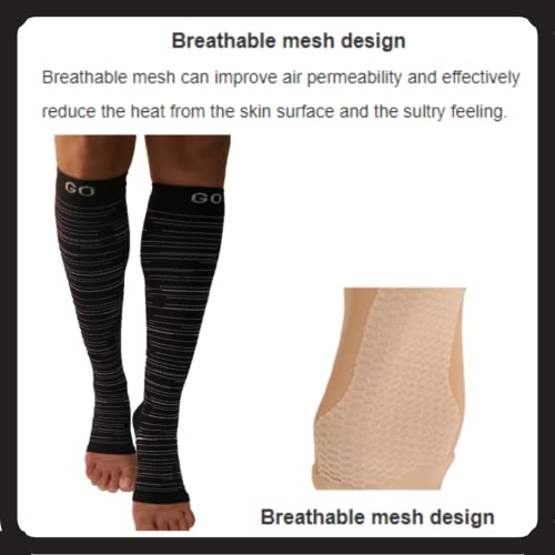 Image of Socks For Women Open Toe 20-30 mmHG Knee High Graduated Compression Toeless Compression Stockings Women & Men