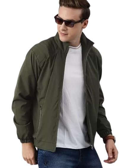 PERFECT PRODUCTIONS Stylish Winter Full Sleeves Zipper Jacket, Solid Olive Jacket For Men-picture-41