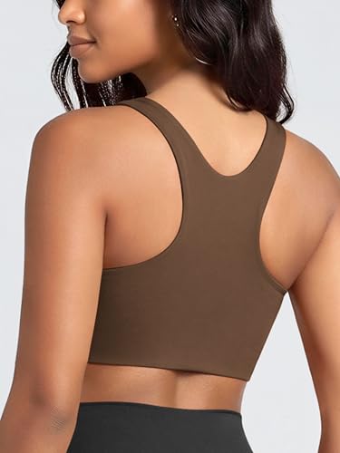 Image of ODODOS Racerback Tank Bra for Women High Neck Non Padded Medium Support Sports Bra Workout Yoga Crop Tops