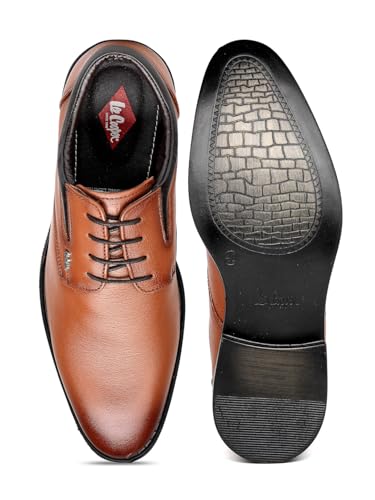 Image of Lee Cooper LC1473E2R Men's Leather Derby Formal Shoes | Lightweight, Comfortable & Stylish Lace-Ups for Office, Business