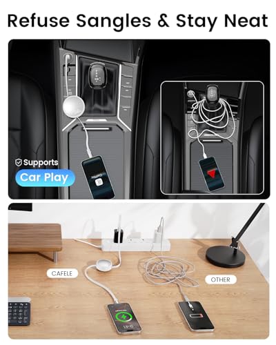 Image of CAFELE 240W Retractable USB-C Cable, USB-C to USB-C Cable 5A Fast Charger Cord, 5-Stage Adjustable Length USB Type-C Charger Cord for iPhone 17, 16, 15 Pro Max, S24 /S23, MacBook, iPad (White)