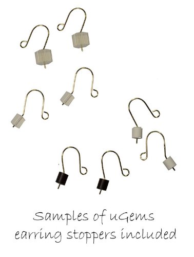 Ugems Tiny Earwire 14K Yellow Gold Fishhook Loop Earring Parts W/Stoppers .016" Ultra Lt Wt Pair #TOP5