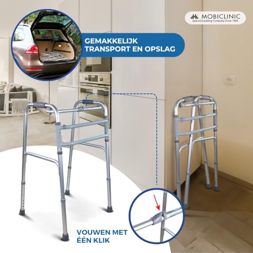 Mobiclinic®, Looprek voor ouderen, Europees merk, Looprek zonder wielen, Model Mezquita, mobiliteitshulpmiddel, In hoogte verstelbaar, Opvouwbaar, Aluminium, Ultralicht, Maximaal gewicht 100 Kg - Afbeelding 5