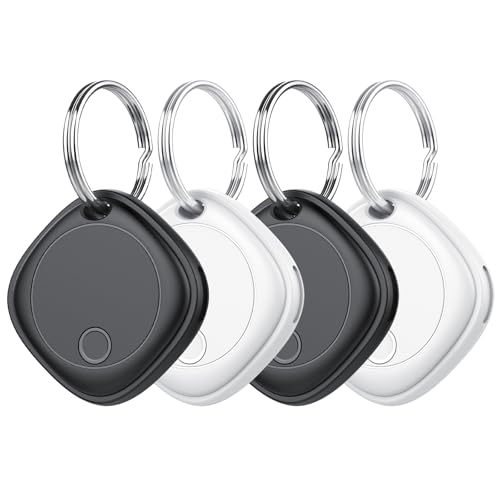 Smart Tracker Tag 4er Pack, Schlüssel Finder Kompatibel mit Apple Find My APP (nur iOS), IP67 wasserdicht, Austauschbarer Akku, Bluetooth Key Finder für Gepäck/Taschen/Koffer/Brieftasche
