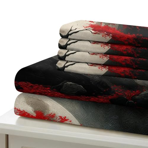 Housse de couette effet 3D confortable parure de lit rouge - 7