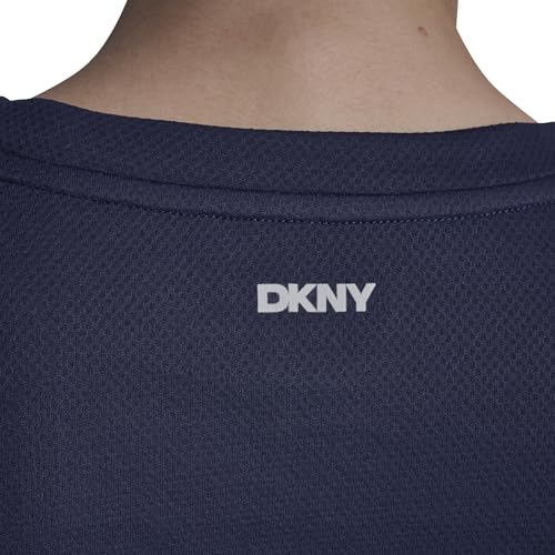 Image of DKNY Women's Short Sleeve V-Neck Tech Ruched Side Seam Active T-Shirt