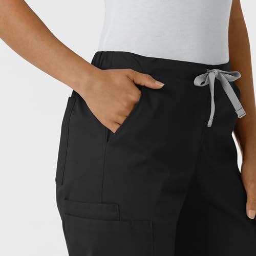 Image of Wink W123 Women's Flex-n-Reach Track Scrub Pant, Black, Large Petite
