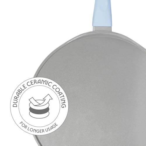 Image of Borosil Ceramic Vajra 28 cm Flat Dosa Tawa | Gas Stove & Induction Compatible, Dishwasher Safe | PFOA and PFAS Free Tava | 1 Year Warranty, Sky Blue