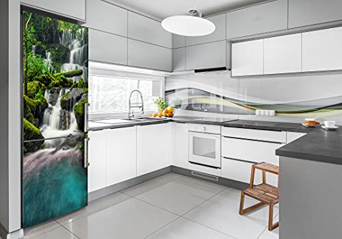 Pegatinas cubierta del refrigerador 70x190 cm decoración sala de estar vinilo cascada en la selva 3
