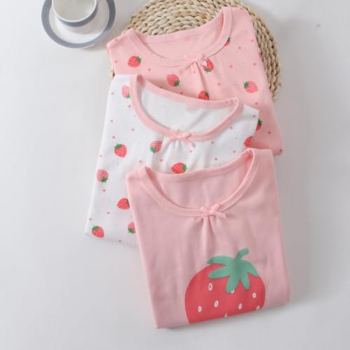 KISBINI Little Girls Cotton Nightgowns Strawberry Long Sleeve Princess Pajama Cute Dress for Girls4