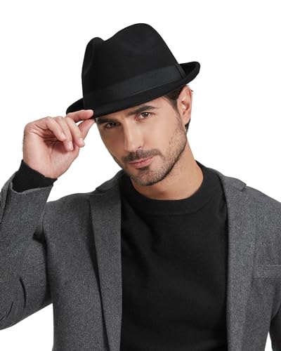 Image of Zylioo Multi Size Fedora Hat for Men Women, Short Brim Felt Trilby Hat