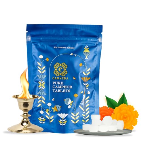 Image of Camveda Pure Camphor Tablets 100g | Ayurvedic Camphor | Natural Respiratory Support & Pooja