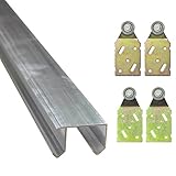 Doppel Laufschiene aus Aluminium in 3 verschiedenen Längen Führungsschiene (Komplett-Bausatz für 2 Türen mit 2.5m Schiene - 1*30129+2*30130A+2*30130B)
