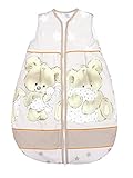 TupTam Baby Unisex Schlafsack Ärmellos Wattiert, Farbe: Bärchen Beige, Größe: 104-110