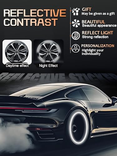 Image of 20PCS Car Wheel Reflective Decorative Strip,Night Safety Warning Stickers,Cars,Motorcycles,Bicycles are Applicable, Colorful and Diverse, a Street the Most Beautiful Car (Bling Silver)