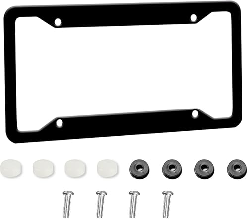 Miniatura 3 de Paquete de 2 placas personalizadas, marcos de matrícula personalizados de colores sólidos con tu propio texto, soporte universal para placa de