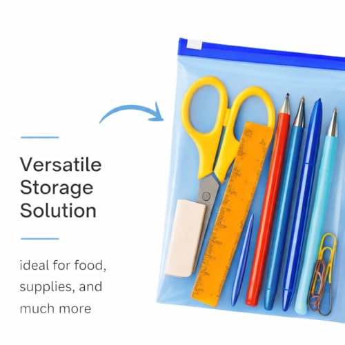 Image of Plastic Zip Lock Reusable Slider Zipper Transparent Bag For Food Storage,Fruit Vegetable Freeze Storage Pouch Bags, Ziplock Bags Best For Fridge Storage 9 x 10 inch (25, Blue) | Reusable
