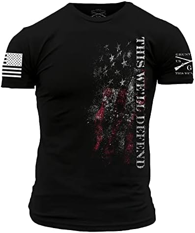 Grunt Style This We'll Defend Flag 2.0 Men's T-Shirt (Black, Small)