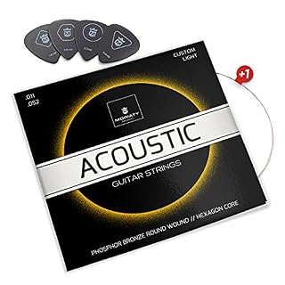 MORIATY® Cordes Pour guitare folk & guitare acoustique ☆ BONUS : Ebook gratuit + 4 plectres + supplément corde de mi aiguë ☆ Corde en Phosphor Bronze - Les Beatles, Paul McCartney, John Lennon, RIngo Starr, George Harrison