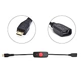 LoveRPi MicroUSB Push On/Off Power Switch Cable with Red LED for Raspberry Pi 3 Model B+ (Female to Male)